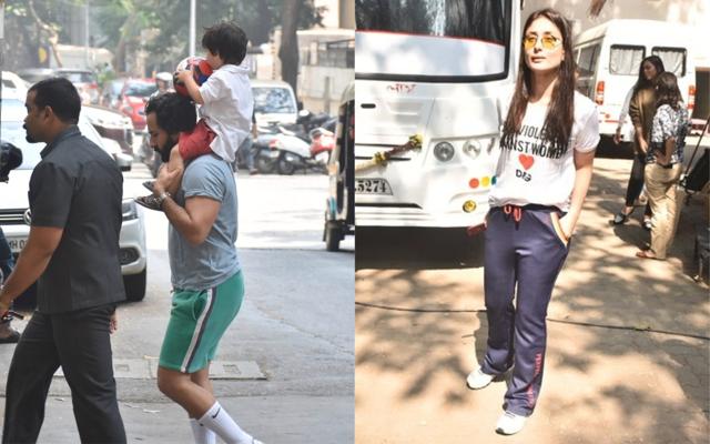 Saif Ali Khan spotted with son Taimur; Kareena Kapoor at Mehboob Studios. (Viral Bhayani) Saif Ali Khan spotted with son Taimur; Kareena Kapoor at Mehboob Studios. (Viral Bhayani)