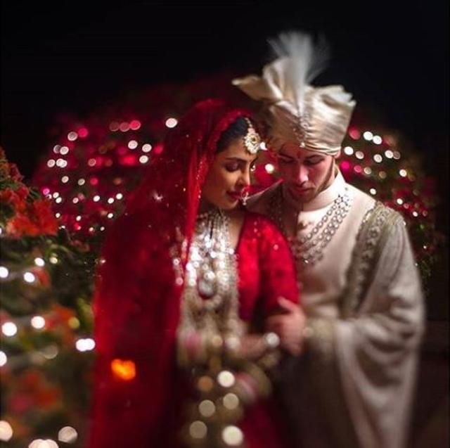 Priyanka Chopra and Nick Jonas during their Hindu wedding.