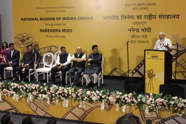 Prime Minister Narendra Modi addresses at the inauguration of National Museum of Indian Cinema, in Mumbai on Jan 19, 2019. Also seen Maharashtra Governor C. Vidyasagar Rao, Chief Minister Devendra Fadnavis, Union Minister Rajyavardhan Singh Rathore, filmmaker Shyam Benegal and Central Board of Film Certification (CBFC) Chairperson Prasoon Joshi. (Photo: IANS/PIB) (IANS) Prime Minister Narendra Modi addresses at the inauguration of National Museum of Indian Cinema, in Mumbai on Jan 19, 2019. Also seen Maharashtra Governor C. Vidyasagar Rao, Chief Minister Devendra Fadnavis, Union Minister Rajyavardhan Singh Rathore, filmmaker Shyam Benegal and Central Board of Film Certification (CBFC) Chairperson Prasoon Joshi. (Photo: IANS/PIB) (IANS)