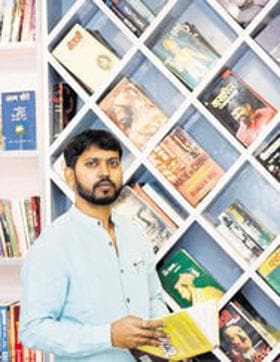 Pradeep Tambake, owner, Words and Sips book cafe. (RAHUL RAUT/HT PHTO)