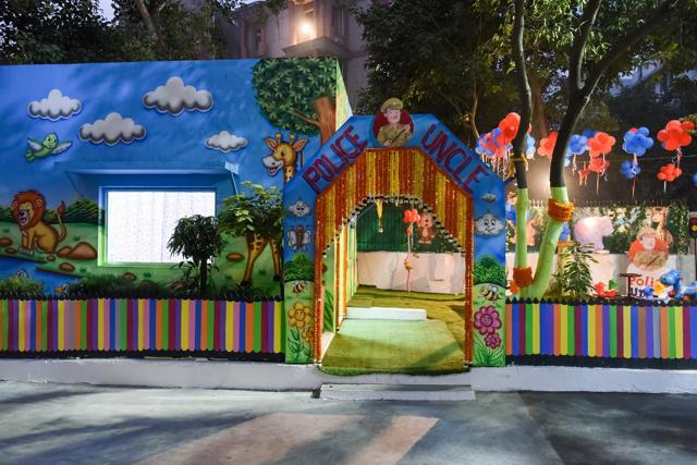 Children’s park and play area made in Kalkaji Police Station . (Sarang Gupta/Hindustan Times) Children’s park and play area made in Kalkaji Police Station . (Sarang Gupta/Hindustan Times)