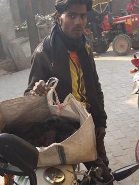 A trader with a heap of hair in a bag. (HT) A trader with a heap of hair in a bag. (HT)
