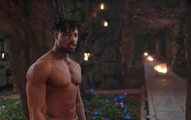 This image released by Disney shows Michael B. Jordan in a scene from Marvel Studios' Black Panther. (AP) This image released by Disney shows Michael B. Jordan in a scene from Marvel Studios' Black Panther. (AP)