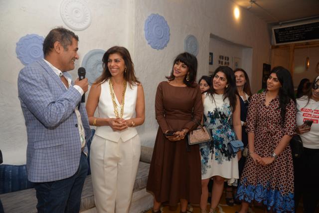 (From left) AD Singh, Zeba Kohli, Mansi Scott with guests at the high-tea. (HT Photo) (From left) AD Singh, Zeba Kohli, Mansi Scott with guests at the high-tea. (HT Photo)
