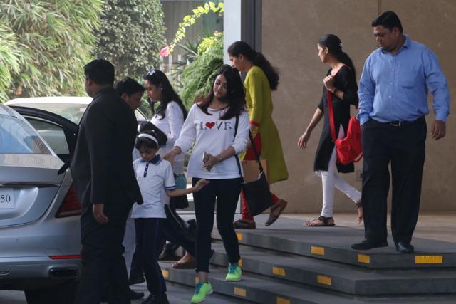Aishwarya Rai Bachchan with Aaradhya in Mumbai.