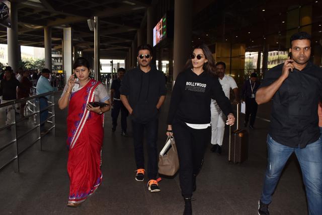 Anil Kapoor and Sonam Kapoor Ahuja seen at the Mumbai airport.