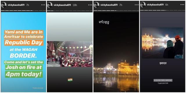 Vicky Kaushal and Yami Gautam shared moments from Amritsar on their Instagram stories.