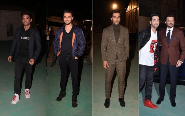 Sushant Singh Rajput, Aayush Sharma, Rajkummar Rao, Ayushmann Khurrana and Anil Kapoor. (Viral Bhayani) Sushant Singh Rajput, Aayush Sharma, Rajkummar Rao, Ayushmann Khurrana and Anil Kapoor. (Viral Bhayani)