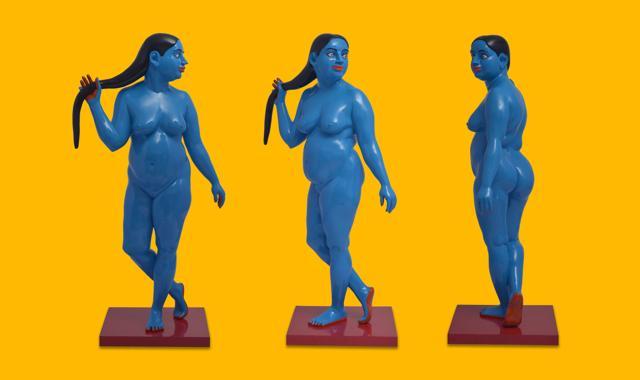 Preview: Standing Radha in blue by Ravinder Reddy. (India Art Fair) Preview: Standing Radha in blue by Ravinder Reddy. (India Art Fair)