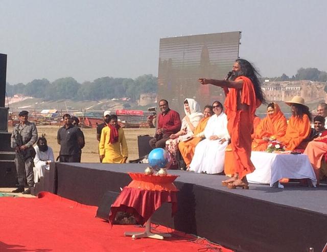 Yoga guru Baba Ramdev, who was present on the occasion, came out in support of the campaign against child marriage as the stakeholders initiated a Guinness World Record attempt for the most signatures on a single flex banner. (HT Photo) Yoga guru Baba Ramdev, who was present on the occasion, came out in support of the campaign against child marriage as the stakeholders initiated a Guinness World Record attempt for the most signatures on a single flex banner. (HT Photo)