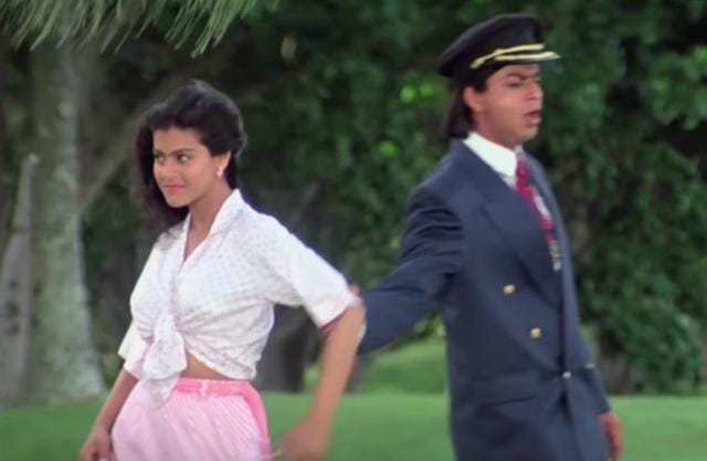 Kajol in a tie-knot top for a song from the film, Baazigar (YouTube) Kajol in a tie-knot top for a song from the film, Baazigar (YouTube)
