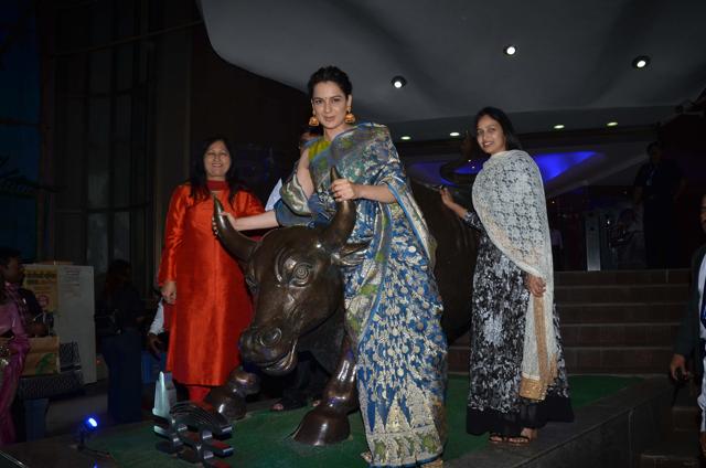 Kangana Ranaut t at Bombay Stock Exchange. (Varinder Chawla) Kangana Ranaut t at Bombay Stock Exchange. (Varinder Chawla)