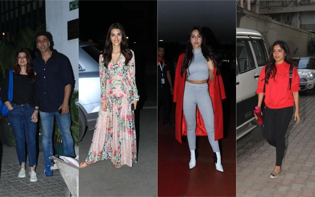 Akshay Kumar with Twinkle Khanna, Kriti Sanon, Nora Fatehi and Bhumi Pednekar spotted in Mumbai. (Varinder Chawla) Akshay Kumar with Twinkle Khanna, Kriti Sanon, Nora Fatehi and Bhumi Pednekar spotted in Mumbai. (Varinder Chawla)