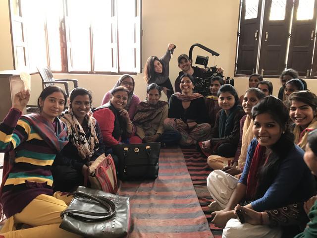 Zehtabchi with the cast and crew of the film. Period. End of Sentence’ took about two years to make, and saw Zehtabchi visit India twice with a minimal crew and handheld equipment. Zehtabchi with the cast and crew of the film. Period. End of Sentence’ took about two years to make, and saw Zehtabchi visit India twice with a minimal crew and handheld equipment.