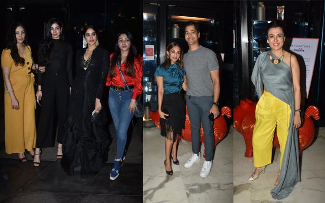 Khushi Kapoor and Janhvi Kapoor, Aishwarya Rai’s brother Aditya Rai with wife and Mini Mathur at the bash. (Varinder Chawla) Khushi Kapoor and Janhvi Kapoor, Aishwarya Rai’s brother Aditya Rai with wife and Mini Mathur at the bash. (Varinder Chawla)