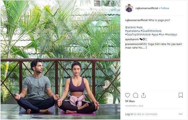 Rajkumar Rao’s picture with Patralekha announced it was an Airbnb ad. (photo: Instagram/rajkumarraofficial)