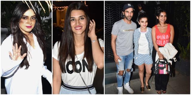 Bhumi Pednekar, Kriti Sanon, Rajkummar Rao and Patralekha at Soho House in Mumbai. Bhumi Pednekar, Kriti Sanon, Rajkummar Rao and Patralekha at Soho House in Mumbai.