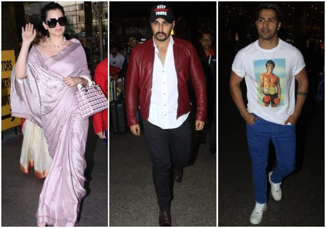 Airport diaries: Kangana Ranaut, Arjun Kapoor and Varun Dhawan. Airport diaries: Kangana Ranaut, Arjun Kapoor and Varun Dhawan.