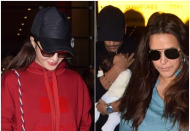 Jacqueline Fernandez and Neha Dhupia at the airport. Jacqueline Fernandez and Neha Dhupia at the airport.