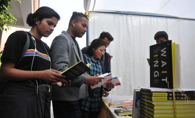 Readers persuing books at The Queer Literature Fest. (HT Photo) Readers persuing books at The Queer Literature Fest. (HT Photo)