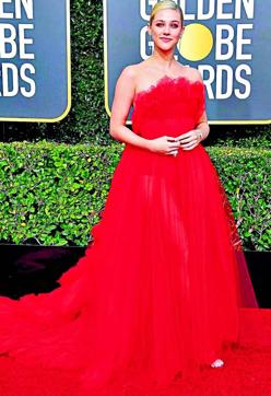 At this year’s Golden Globes, actor Lili Reinhart wore a ball gown by Khyeli and paired it with Roger Vivier shoes (AFP) At this year’s Golden Globes, actor Lili Reinhart wore a ball gown by Khyeli and paired it with Roger Vivier shoes (AFP)