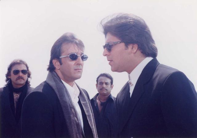 Mahesh Anand in a still from Baaghi, starring Sanjay Dutt and Aditya Pancholi. Mahesh Anand in a still from Baaghi, starring Sanjay Dutt and Aditya Pancholi.