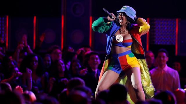 Cardi B performs Finesse at the 60th Annual Grammy Awards Show in New York. (REUTERS) Cardi B performs Finesse at the 60th Annual Grammy Awards Show in New York. (REUTERS)