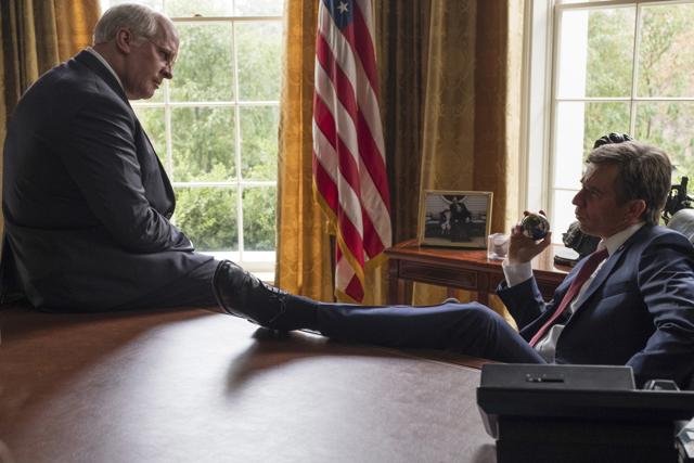 This image released by Annapurna Pictures shows Christian Bale as Dick Cheney, left, and Sam Rockwell as George W. Bush in a scene from Vice. (AP) This image released by Annapurna Pictures shows Christian Bale as Dick Cheney, left, and Sam Rockwell as George W. Bush in a scene from Vice. (AP)