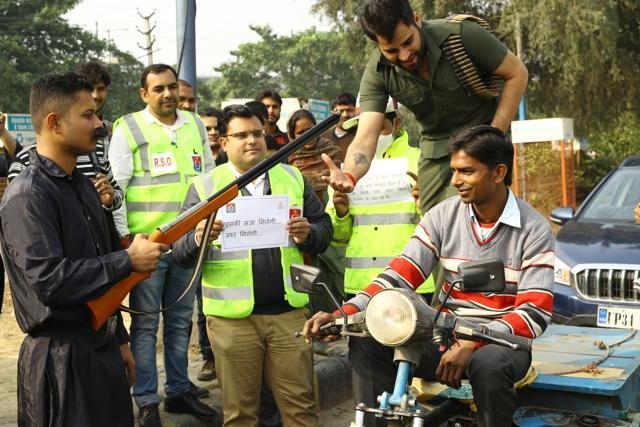 A commuter stopped for driving without a helmet. (Manoj Verma/HT Photo)