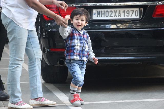 Taimur looked animatedly at the cameramen outside his playschool in Mumbai.