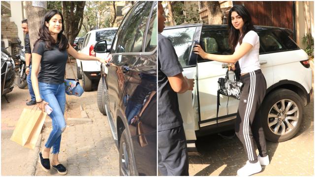 Janhvi and Khushi Kapoor spotted in Mumbai. (Varinder Chawla) Janhvi and Khushi Kapoor spotted in Mumbai. (Varinder Chawla)