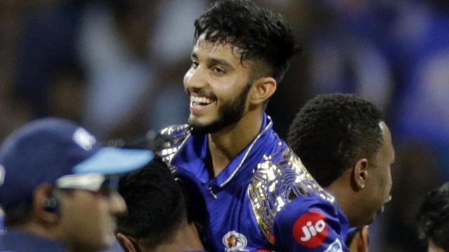 Mumbai Indians player Mayank Markande celebrates after Mahendra Singh Dhoni's wicket. (AP) Mumbai Indians player Mayank Markande celebrates after Mahendra Singh Dhoni's wicket. (AP)