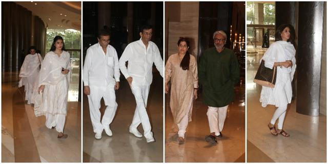 Athiya Shetty, Abbas Mastan, Sanjay Leela Bhansali and Shweta Bachchan at Ranjana Phadnis prayer meet. Athiya Shetty, Abbas Mastan, Sanjay Leela Bhansali and Shweta Bachchan at Ranjana Phadnis prayer meet.