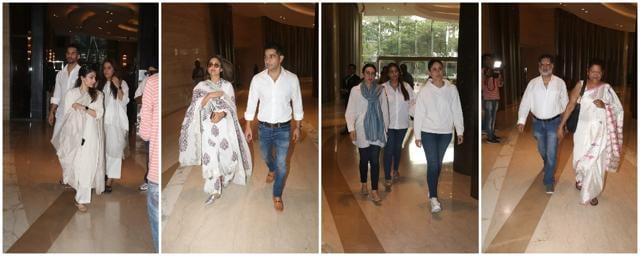 Soha Ali Khan, Amrita Arora, Kareena kapoor, Karisma Kapoor and Malaika Arora’s parents at the said prayer meet. Soha Ali Khan, Amrita Arora, Kareena kapoor, Karisma Kapoor and Malaika Arora’s parents at the said prayer meet.