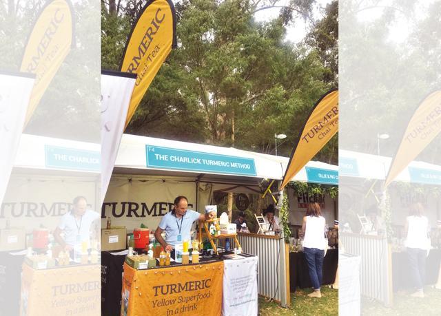 At the festival, a stall is dedicated to turmeric and is called “yellow superfood in a drink” (Vishal Siromani) At the festival, a stall is dedicated to turmeric and is called “yellow superfood in a drink” (Vishal Siromani)