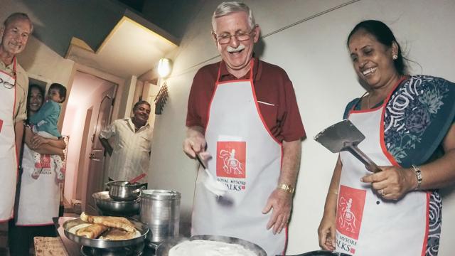 Tourists learn to recognise ingredients, and even cook local delicacies like dosas, on the Gully Tours walk in Mysuru. Tourists learn to recognise ingredients, and even cook local delicacies like dosas, on the Gully Tours walk in Mysuru.