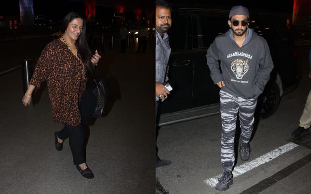 Anju Bhavnani and Ranveer Singh at the airport. (Varinder Chawla) Anju Bhavnani and Ranveer Singh at the airport. (Varinder Chawla)