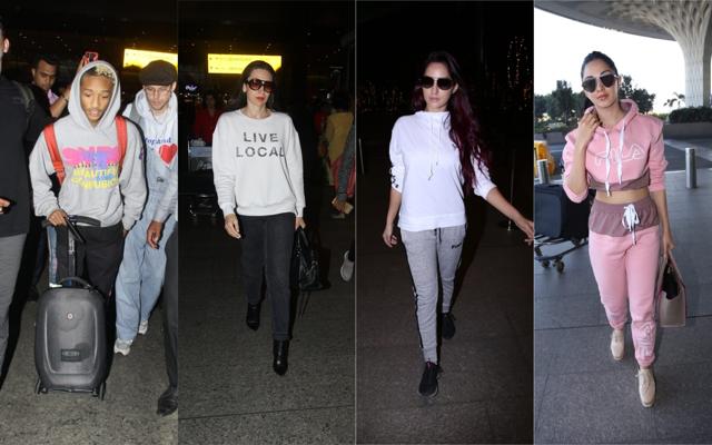 Jaden Smith, Karisma Kapoor, Nora Fatehi and Kiara Advani at the airport. (Varinder Chawla) Jaden Smith, Karisma Kapoor, Nora Fatehi and Kiara Advani at the airport. (Varinder Chawla)