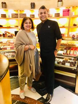 Karen Anand with chef Vikas Kumar at Flurys, Kolkata