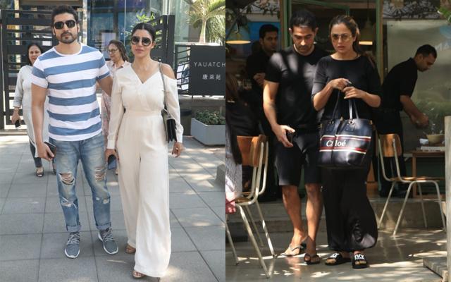 Gurmeet Choudhary with wife Debina and Amrita Arora with husband Shakeel Ladak spotted in Mumbai. Gurmeet Choudhary with wife Debina and Amrita Arora with husband Shakeel Ladak spotted in Mumbai.