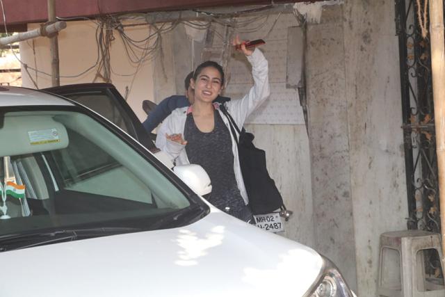 Sara Ali Khan spotted at her gym. (Varinder Chawla) Sara Ali Khan spotted at her gym. (Varinder Chawla)