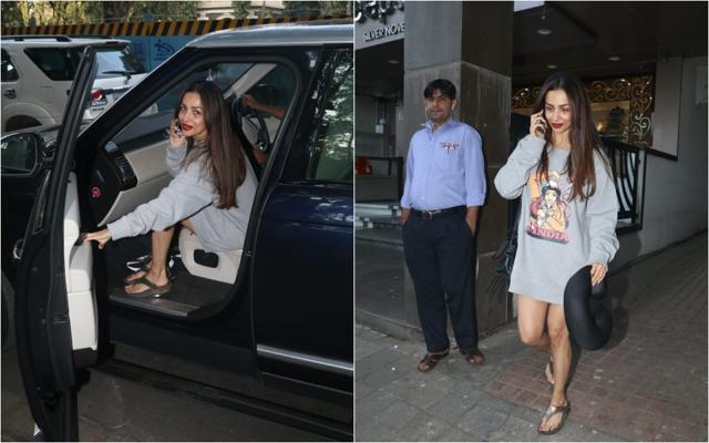 Malaika Arora spotted by paparazzi. (Varinder Chawla) Malaika Arora spotted by paparazzi. (Varinder Chawla)