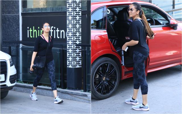 Mira Rajput spotted outside her gym. (Varinder Chawla) Mira Rajput spotted outside her gym. (Varinder Chawla)