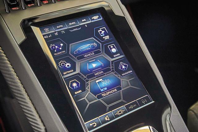 The touchscreen displays vital data thrown up by the LDVI system, which is somewhat like a report card of the driver’s antics behind the wheel The touchscreen displays vital data thrown up by the LDVI system, which is somewhat like a report card of the driver’s antics behind the wheel
