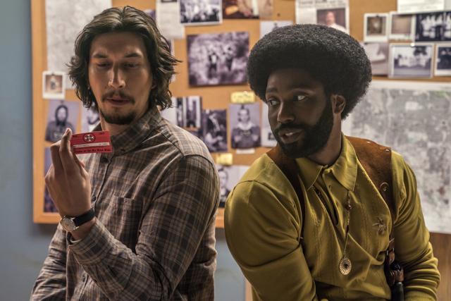 Adam Driver, left, and John David Washington in a scene from BlacKkKlansman. The film is nominated for an Oscar for best picture. (AP) Adam Driver, left, and John David Washington in a scene from BlacKkKlansman. The film is nominated for an Oscar for best picture. (AP)