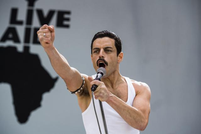 Rami Malek in a scene from Bohemian Rhapsody. Malek is nominated for an Oscar for best actor for his role in the film. (AP) Rami Malek in a scene from Bohemian Rhapsody. Malek is nominated for an Oscar for best actor for his role in the film. (AP)