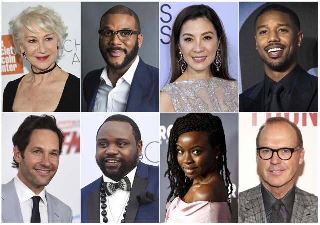Top row from left, Helen Mirren, Tyler Perry, Michelle Yeoh, Michael B. Jordan and bottom row from left, Paul Rudd, Brian Tyree Henry, Danai Gurira and Michael Keaton, who will serve as presenters at the 91st Annual Academy Awards on Sunday. (AP) Top row from left, Helen Mirren, Tyler Perry, Michelle Yeoh, Michael B. Jordan and bottom row from left, Paul Rudd, Brian Tyree Henry, Danai Gurira and Michael Keaton, who will serve as presenters at the 91st Annual Academy Awards on Sunday. (AP)