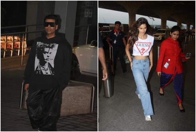 Karan Johar and Disha Patani at the airport. (Varinder Chawla) Karan Johar and Disha Patani at the airport. (Varinder Chawla)