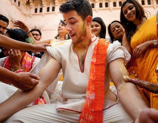 Nick Jonas during the haldi ceremony.