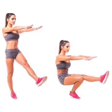 Take one leg of the ground and squat as low as you can (Shutterstock) Take one leg of the ground and squat as low as you can (Shutterstock)
